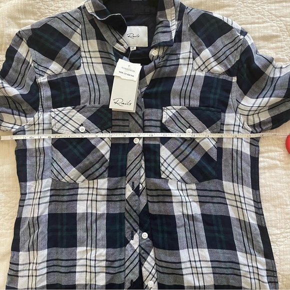 NWT Rails Kendra White Navy Forest Flannel Top | XS - Picture 2 of 10